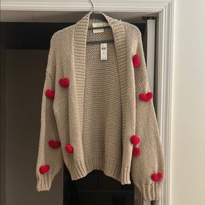 Anthropologie Maeve Susannah 3D Heart Cardigan Sweater